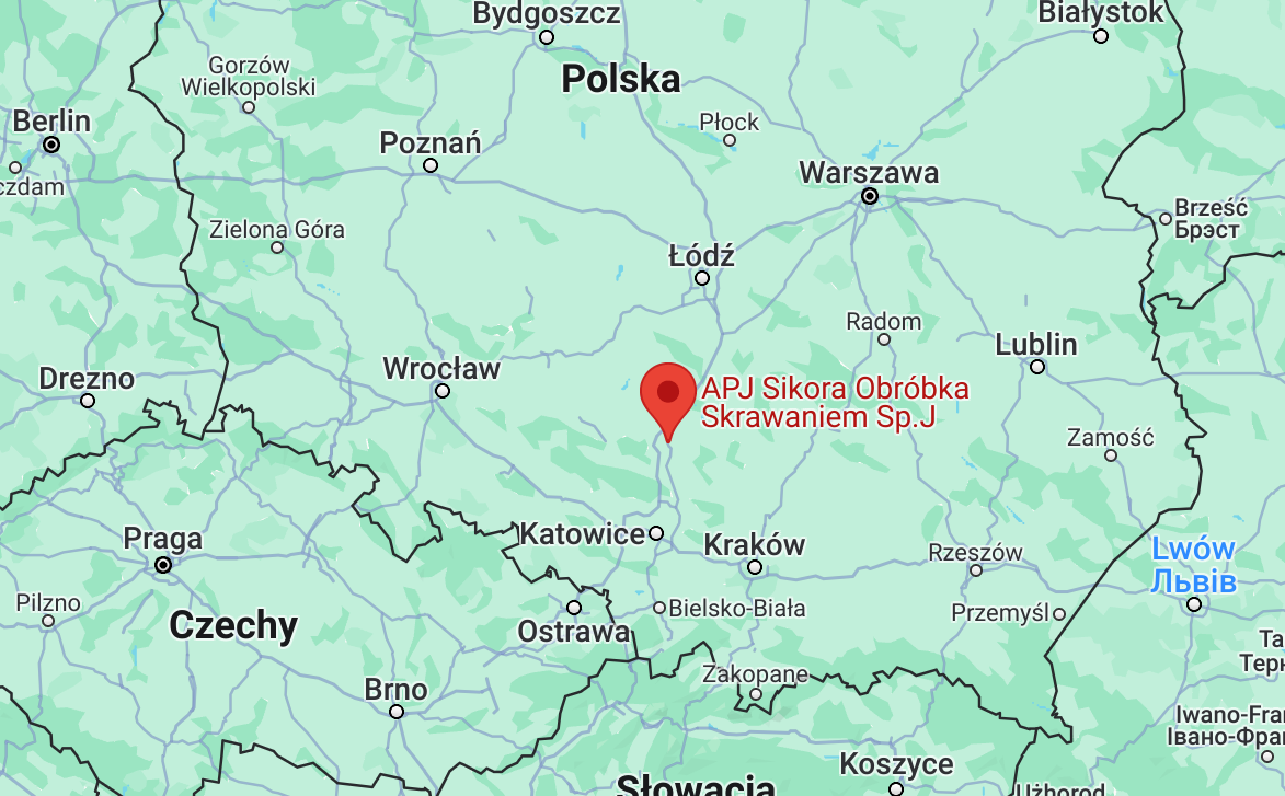 Lokalizacja firmy APJ Sikora sp. j. na mapie Polski i regionu